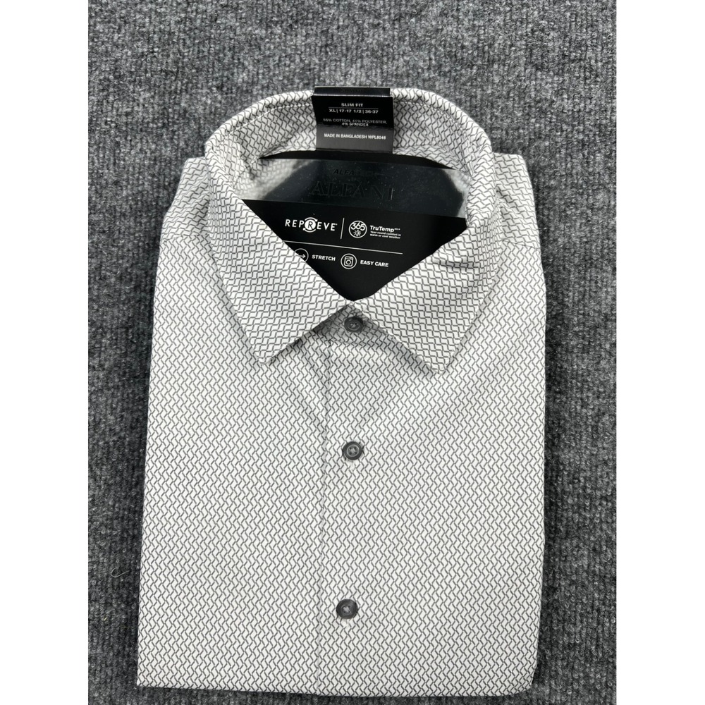 Alfani Alfatech Slim Fit Dress Shirt XL 17-17.5 36-37 TruTemp365 REPREVE Gray